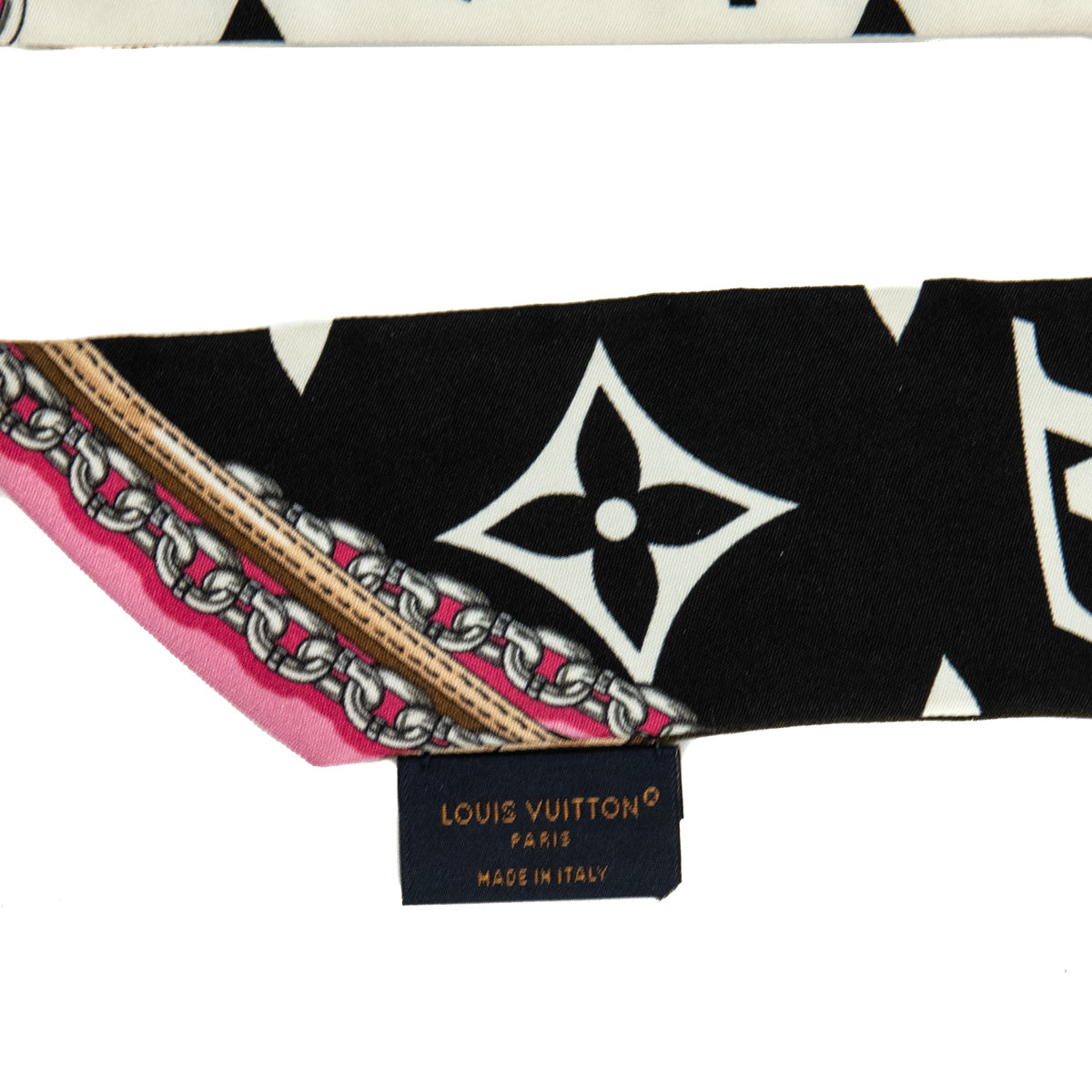 Louis Vuitton Brown & Black Silk BB Bandeau Scarf