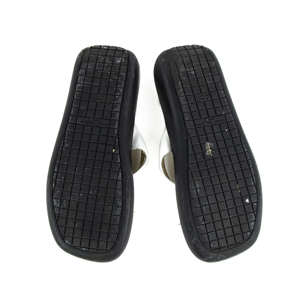 Louis Vuitton White Leather Slide Sandals Size US 7.5 | EU 37.5