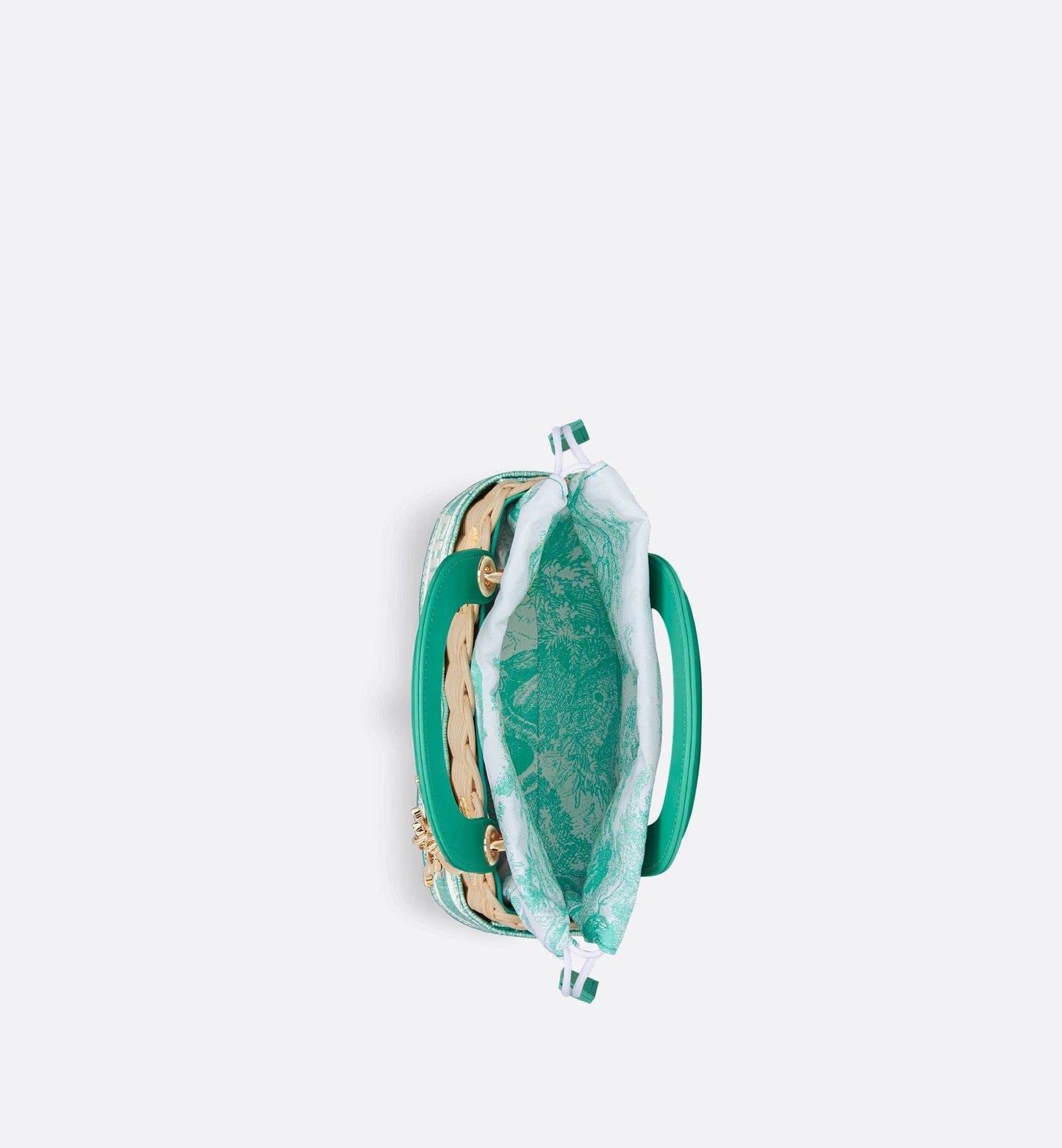 Mini Luxury Dioriviera Lady Luxury Dior Bag Natural Wicker And Aquamarina Toile De Jouy Jacquard