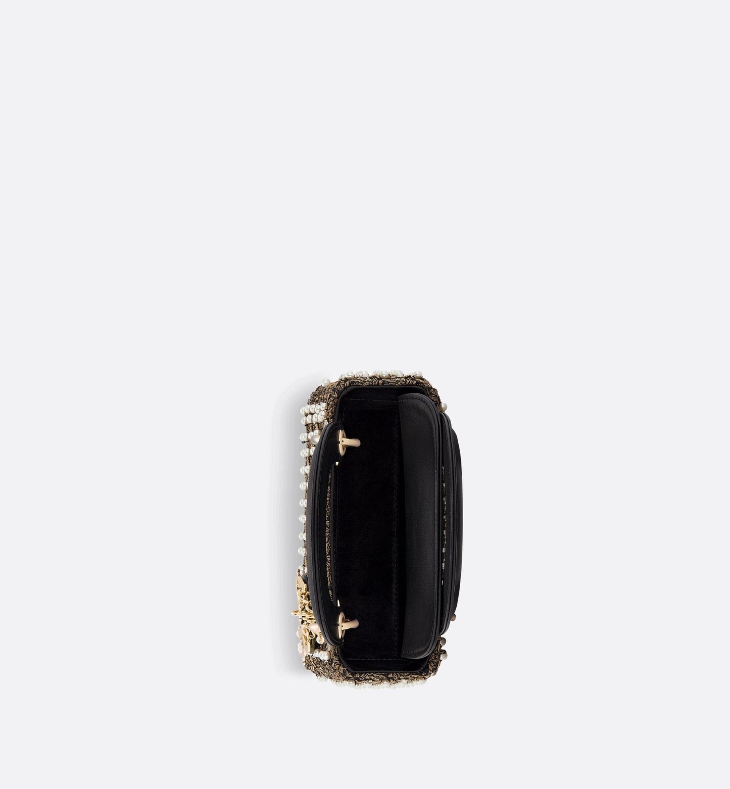 Mini Lady Luxury Dior Bag Cotton Embroidered With Resin Pearls, Crystals And Gold-Tone Metallic Thread