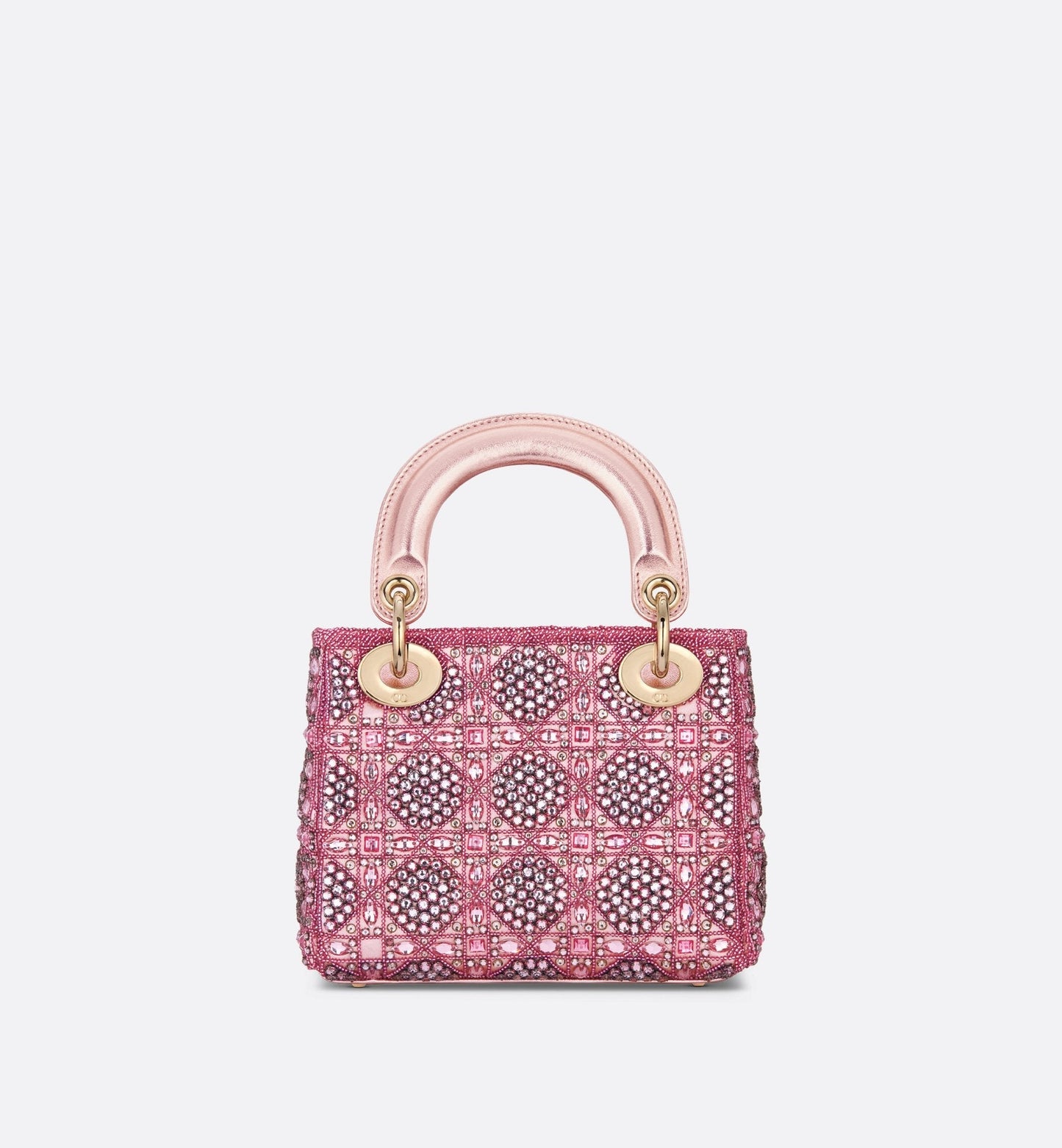 Mini Lady Luxury Dior Bag Metallic Calfskin And Satin With Rose Des Vents Resin Pearl Embroidery