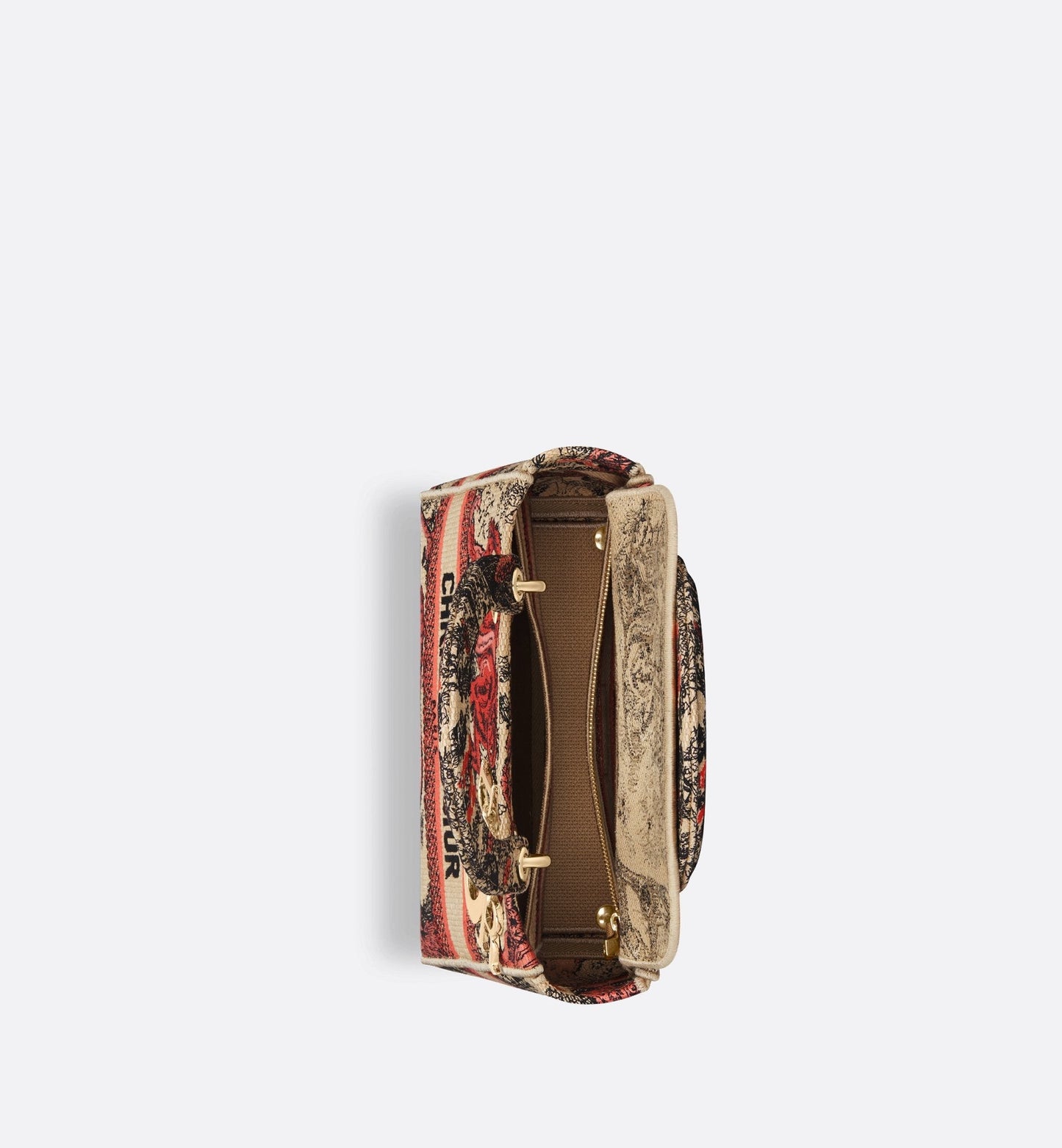 Medium Luxury Dioriviera Lady D-Lite Bag Raffia With Coral Toile De Jouy Sauvage Embroidery