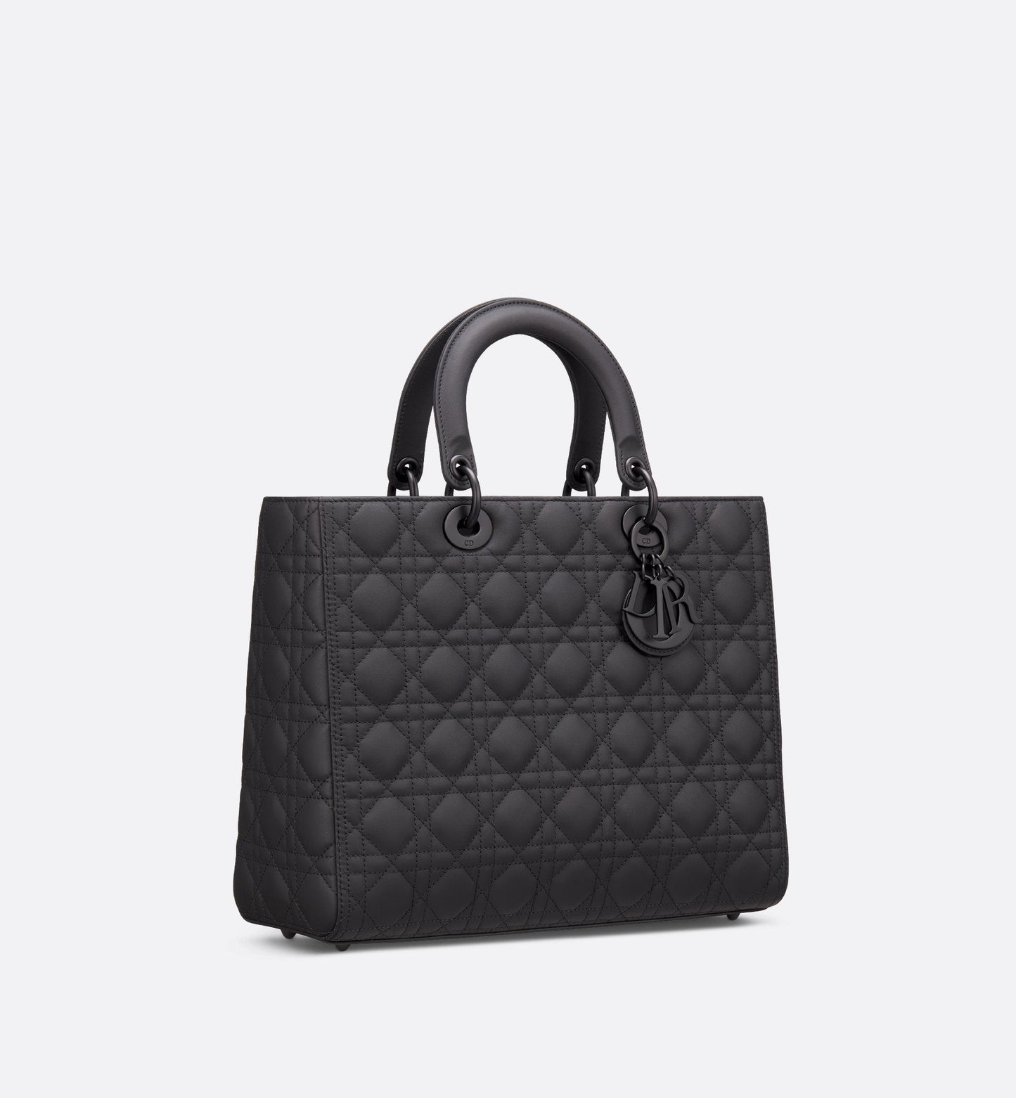 Large Lady Luxury Dior Bag Black Ultramatte Cannage Calfskin