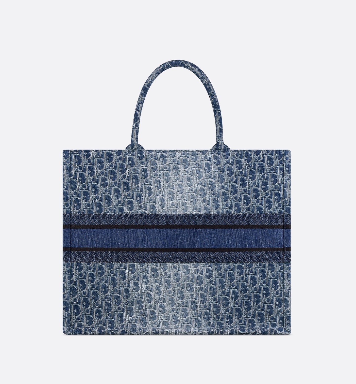 Large Luxury Dior Book Tote Blue Denim Luxury Dior Oblique Jacquard
