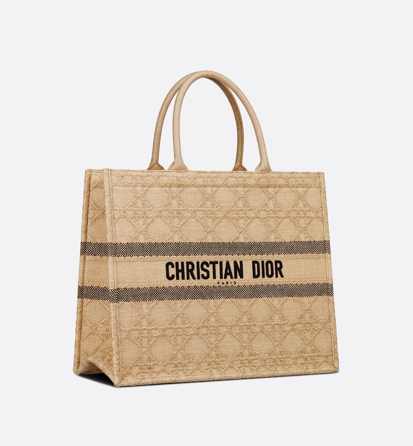 Large Luxury Dior Book Tote Natural Cannage Raffia