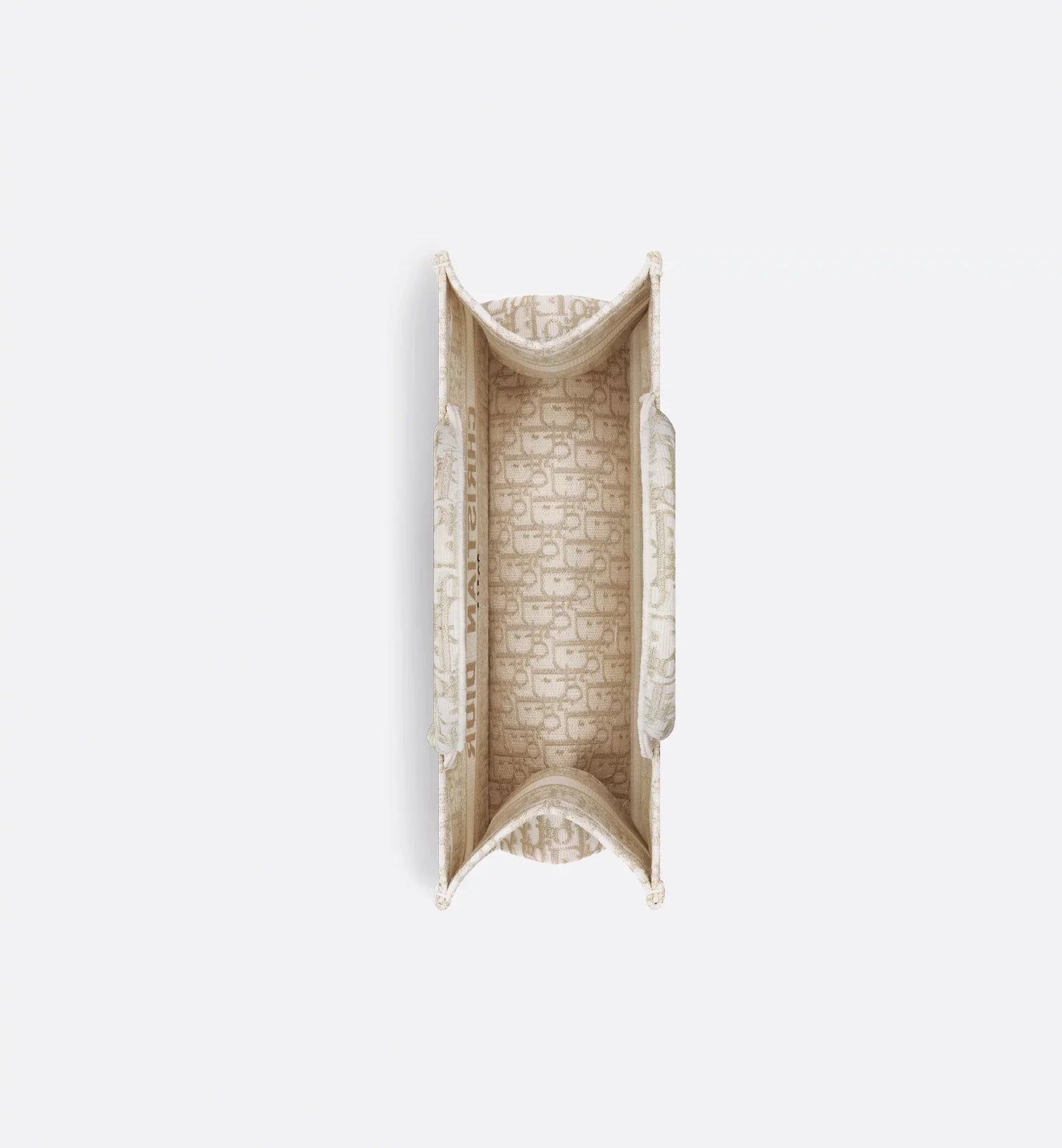 Medium Luxury Dior Book Tote White and Gold-Tone Luxury Dior Oblique Embroidery