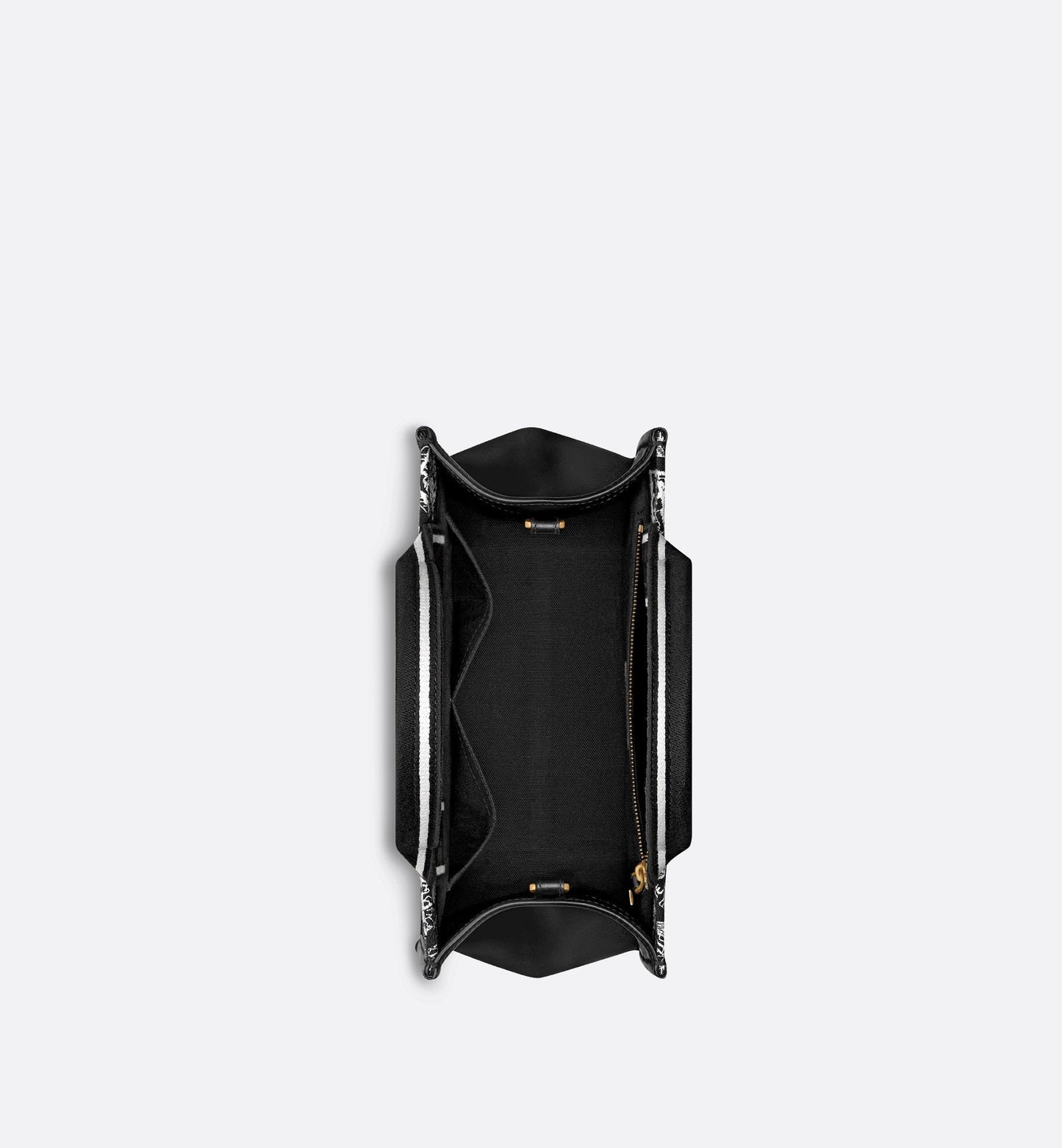 Small Luxury Dior Book Tote Black And White Plan De Paris Embroidery With Black Calfskin