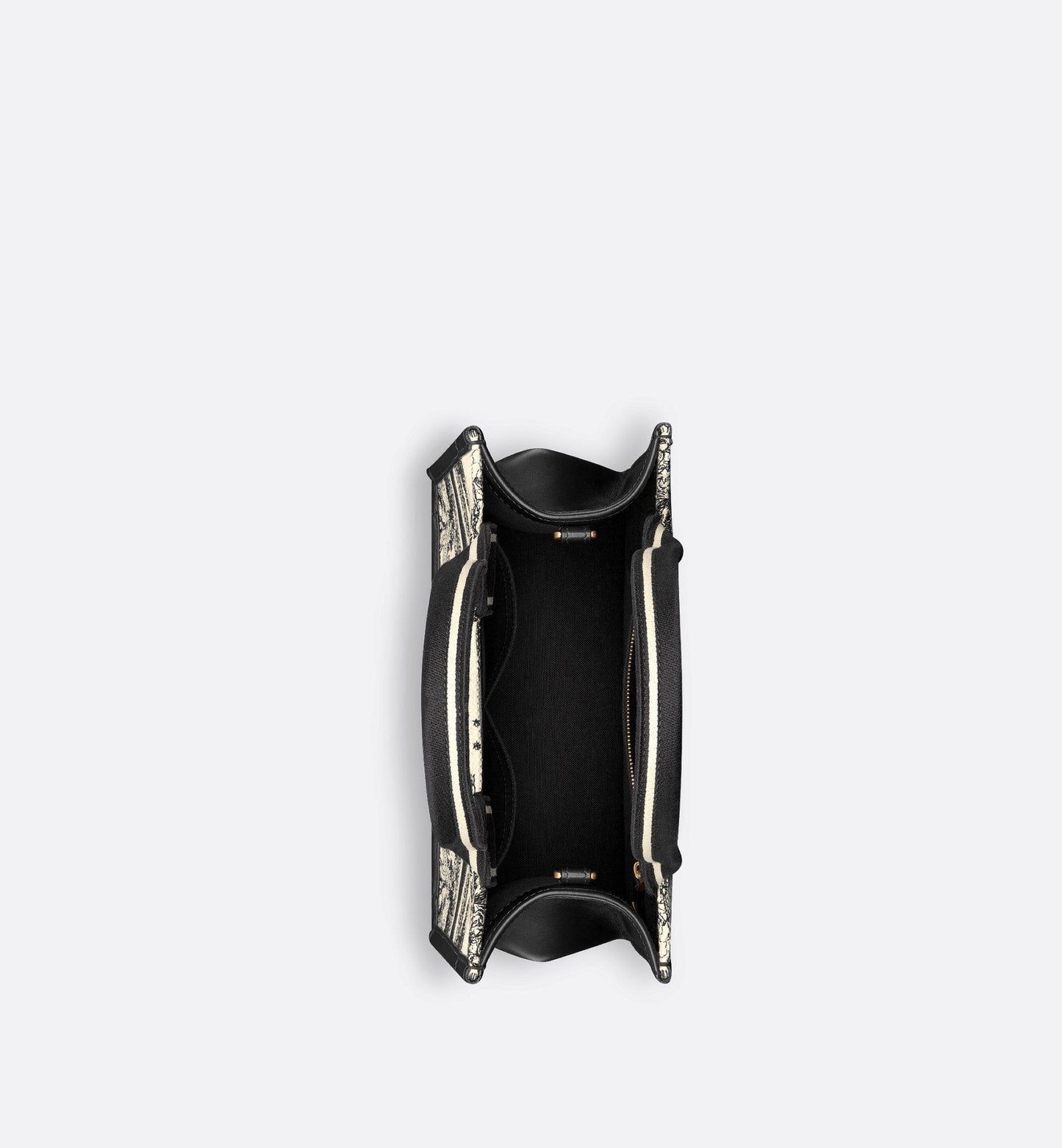 Small Luxury Dior Book Tote Latte And Black Luxury Dior Zodiac Embroidery With Black Calfskin