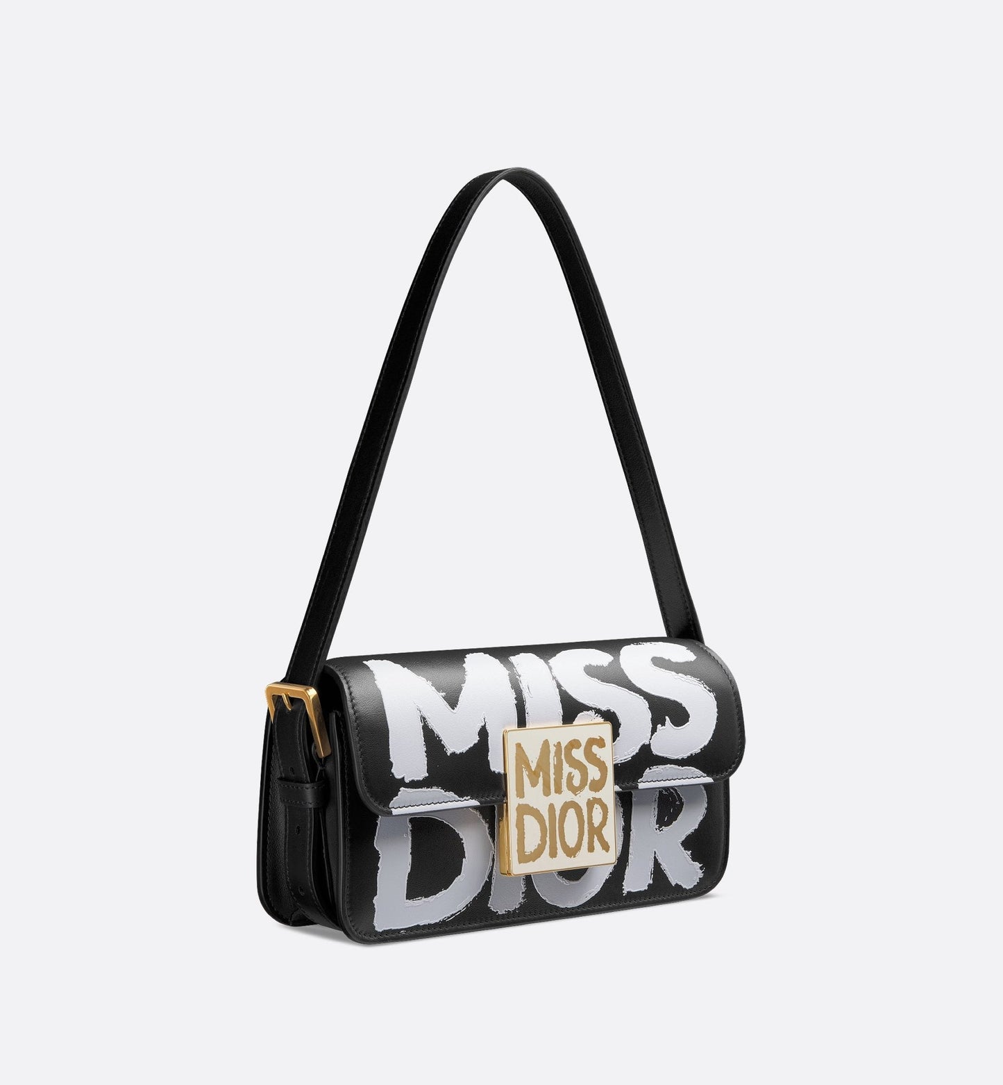 Miss Luxury Dior Flap Bag Black And White Miss Luxury Dior Graffiti Printed Calfskin