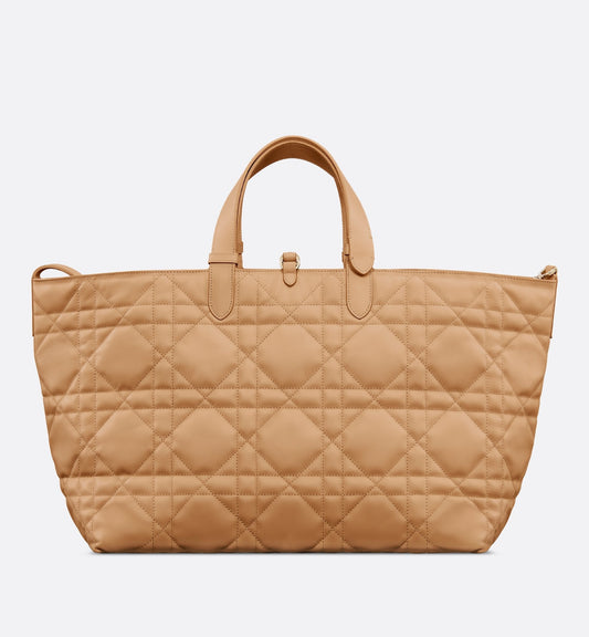 Large Luxury Dior Toujours Bag Medium Tan Macrocannage Calfskin