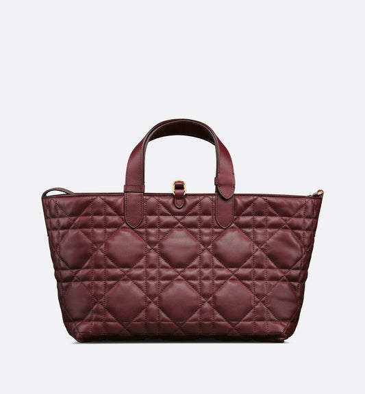 Medium Luxury Dior Toujours Bag Burgundy Macrocannage Calfskin