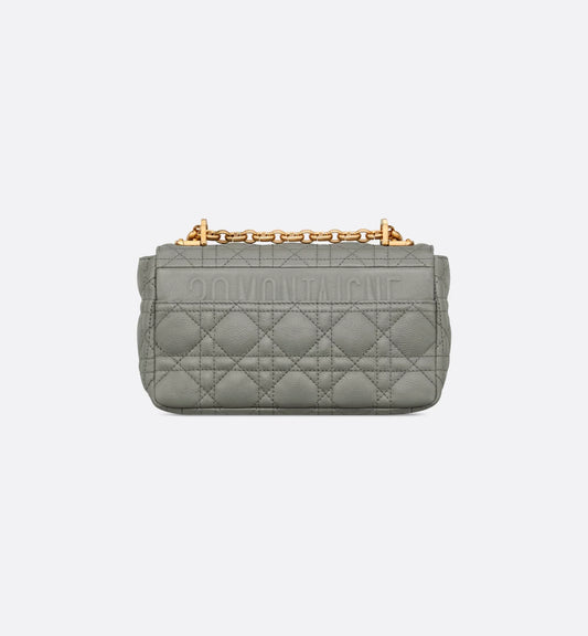 Small Luxury Dior Caro Bag Stone Gray Supple Cannage Calfskin