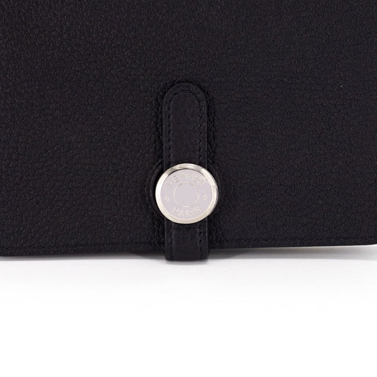Luxury Hermes Dogon Compact Wallet Togo Noir - D Stamp