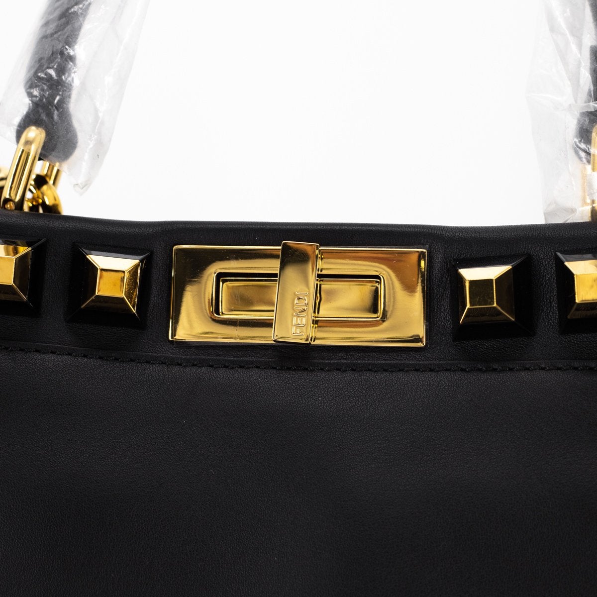 Luxury Fendi Peekaboo Medium Calfskin Studded Black GHW