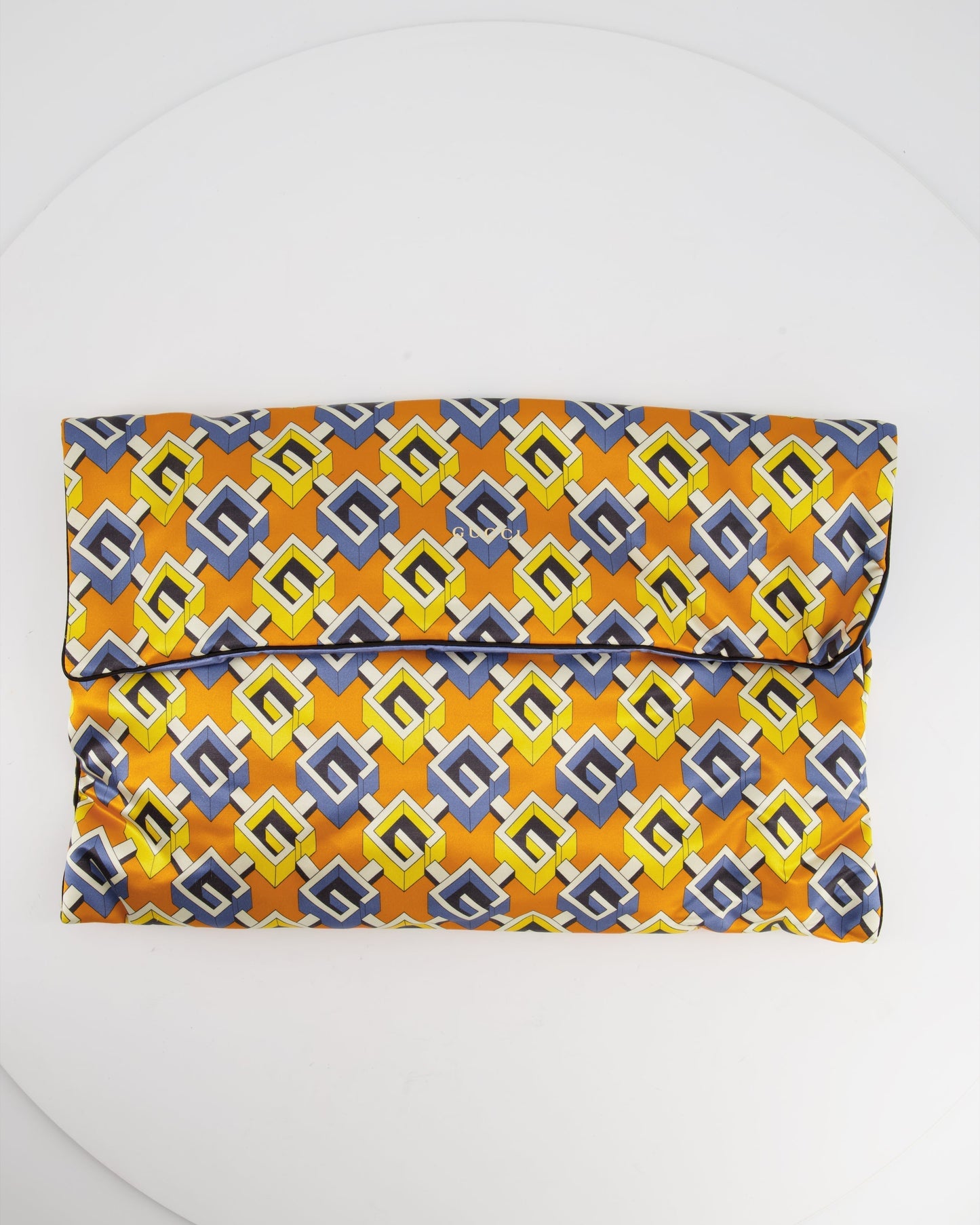 Luxury Gucci Trending 2025 Blue and Orange Travel Silk Set Neck Pillow and Slippers size M