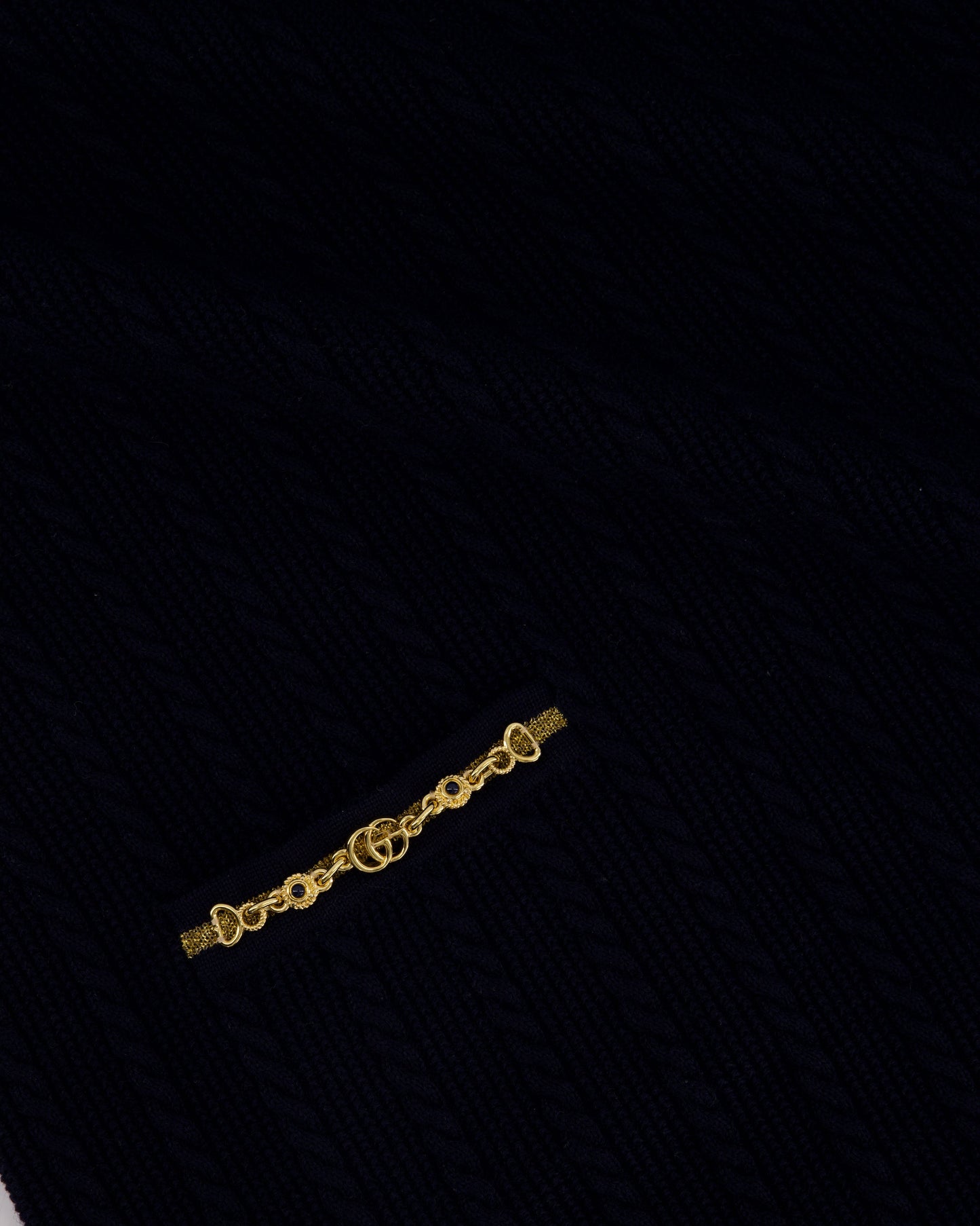 Luxury Gucci Navy Knitted Mini Dress with Gold Chain Pocket Details Size IT S (UK 8)