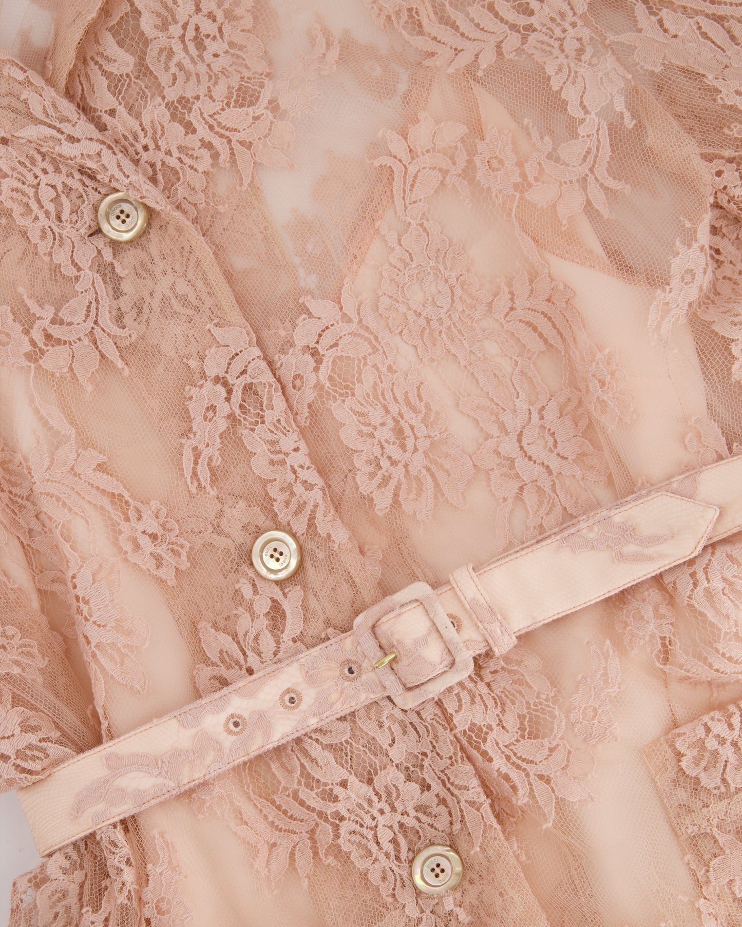 Luxury Gucci Pink Lace Mini Dress with Belt Detail Size IT 36 (UK 8)