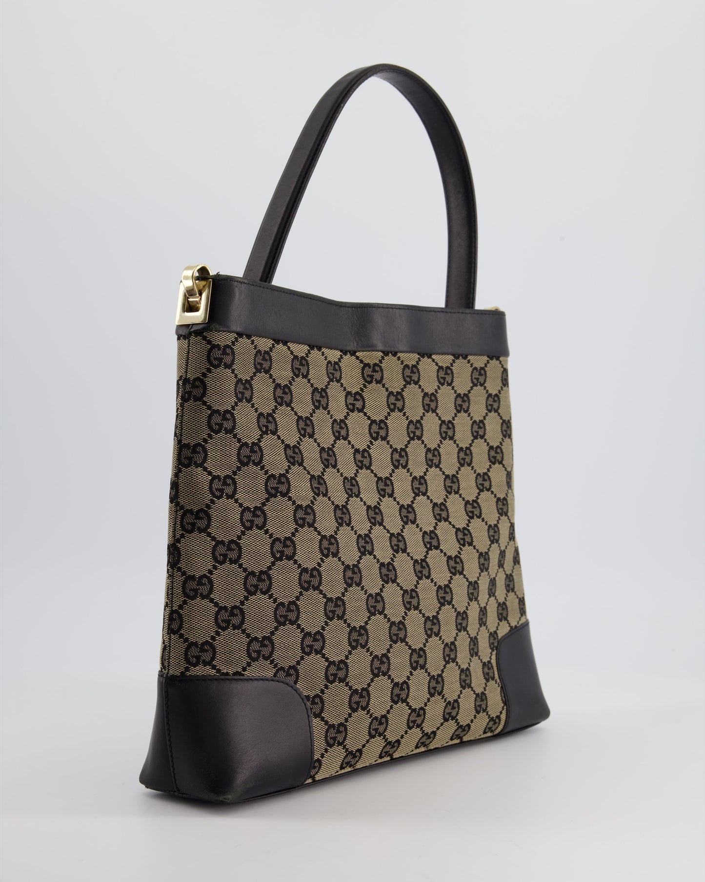 *VINTAGE* Luxury Gucci Black Monogram Shoulder Bag with Silver Hardware