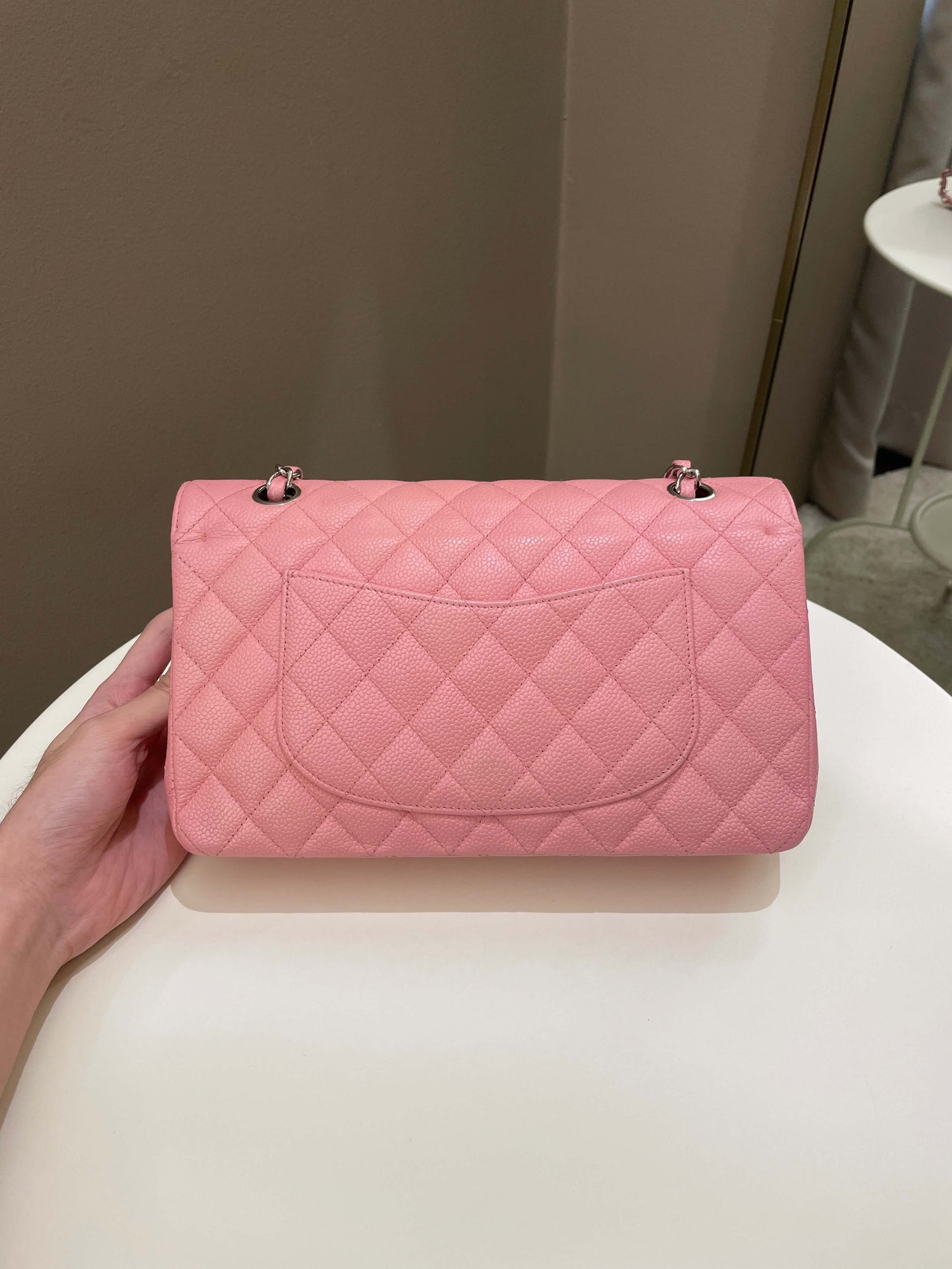 Luxury Chanel Classic Medium Double Flap Sakura Pink Caviar