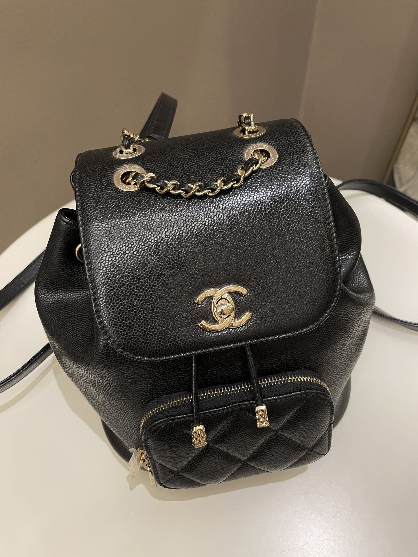 Luxury Chanel 22B Business Affinity Backpack Black Caviar