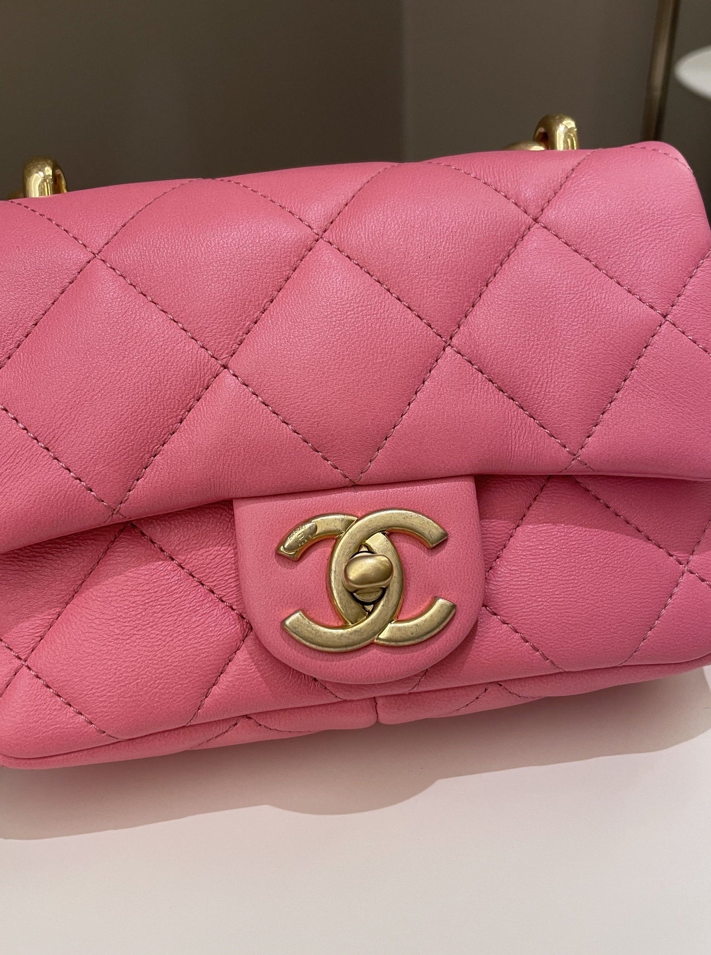 Luxury Chanel 22S Funky Town Flap Bag Pink Calfskin