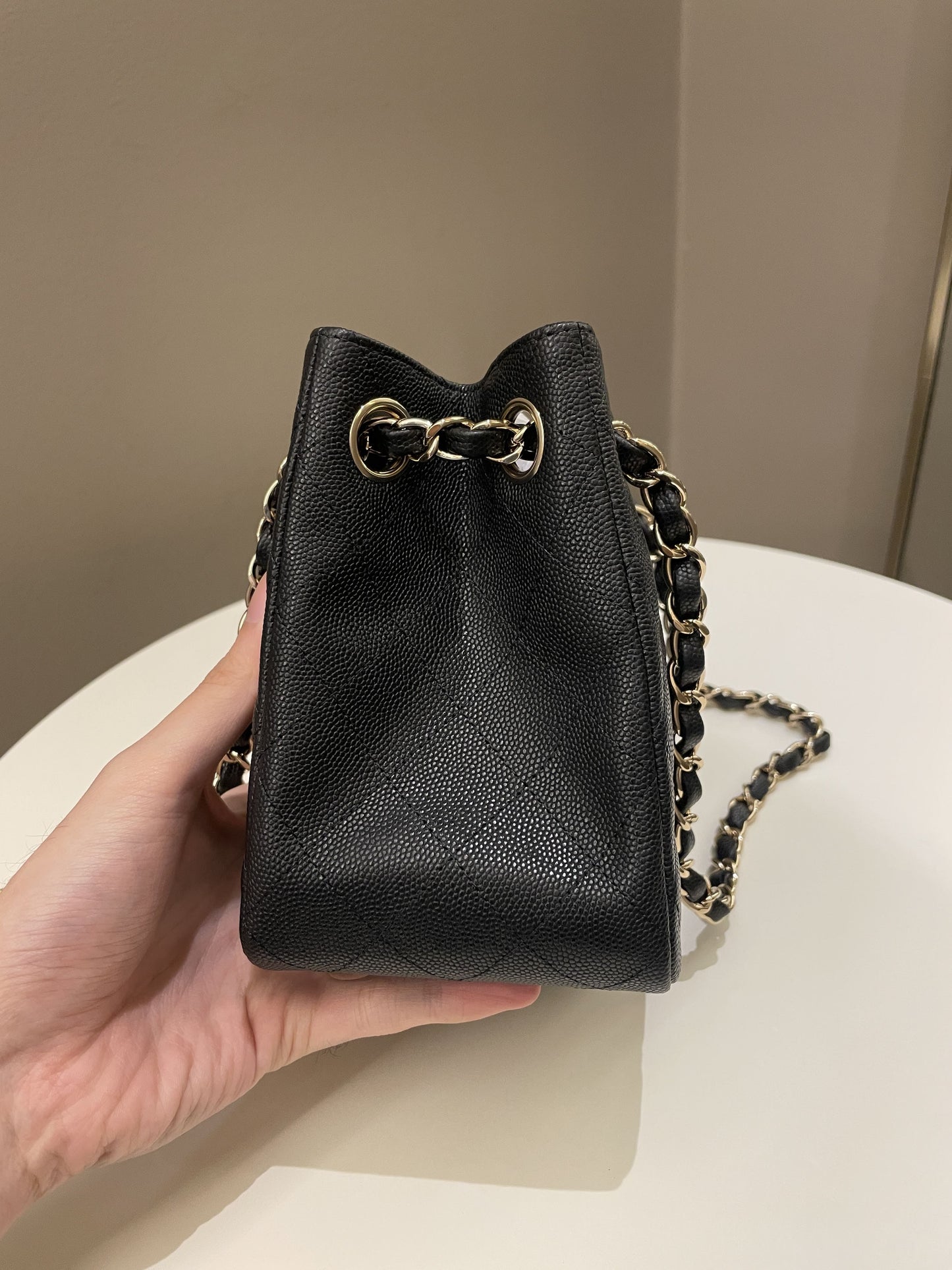 Luxury Chanel 22S Mini Bucket Bag Black Caviar