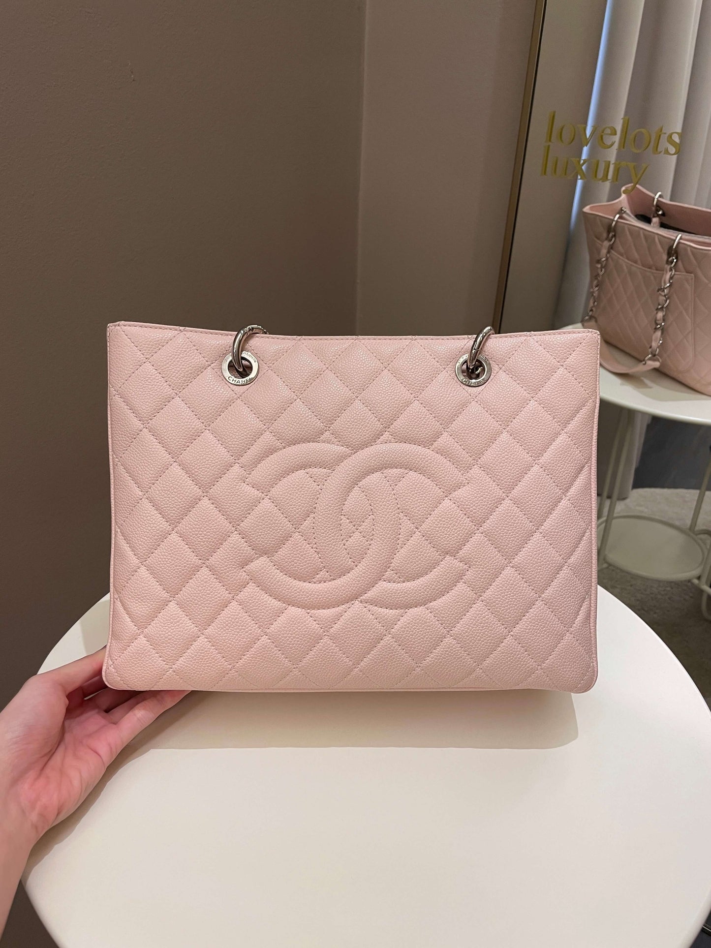 Luxury Chanel Classic Quilted GST Light Pink Caviar
