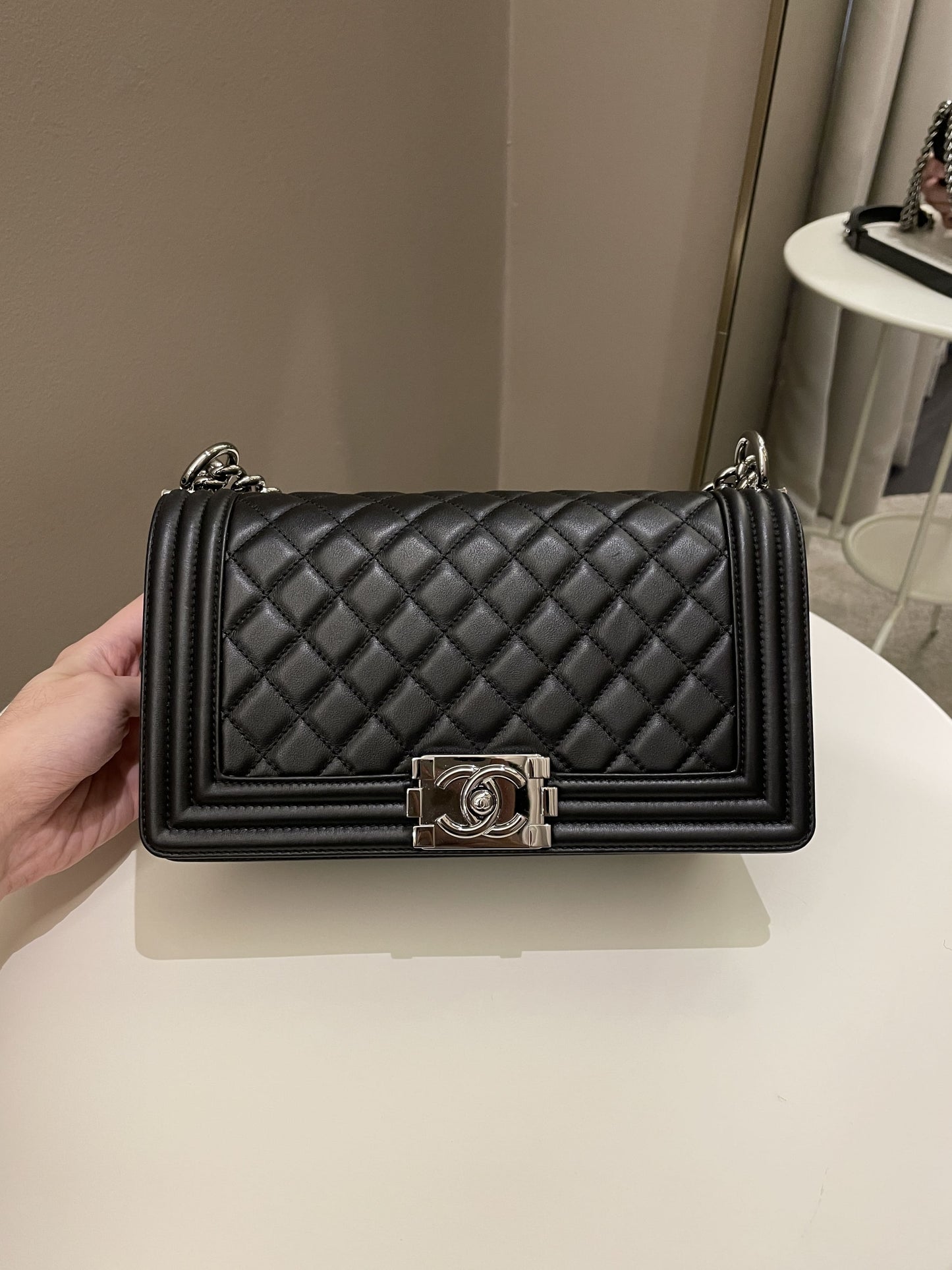 Luxury Chanel Quilted Boy Old Medium Black Calfskin