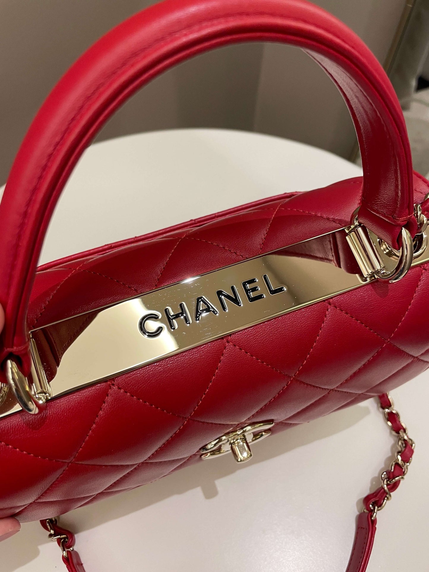 Luxury Chanel Trendy Cc Flap Bag Red Stiff Lambskin