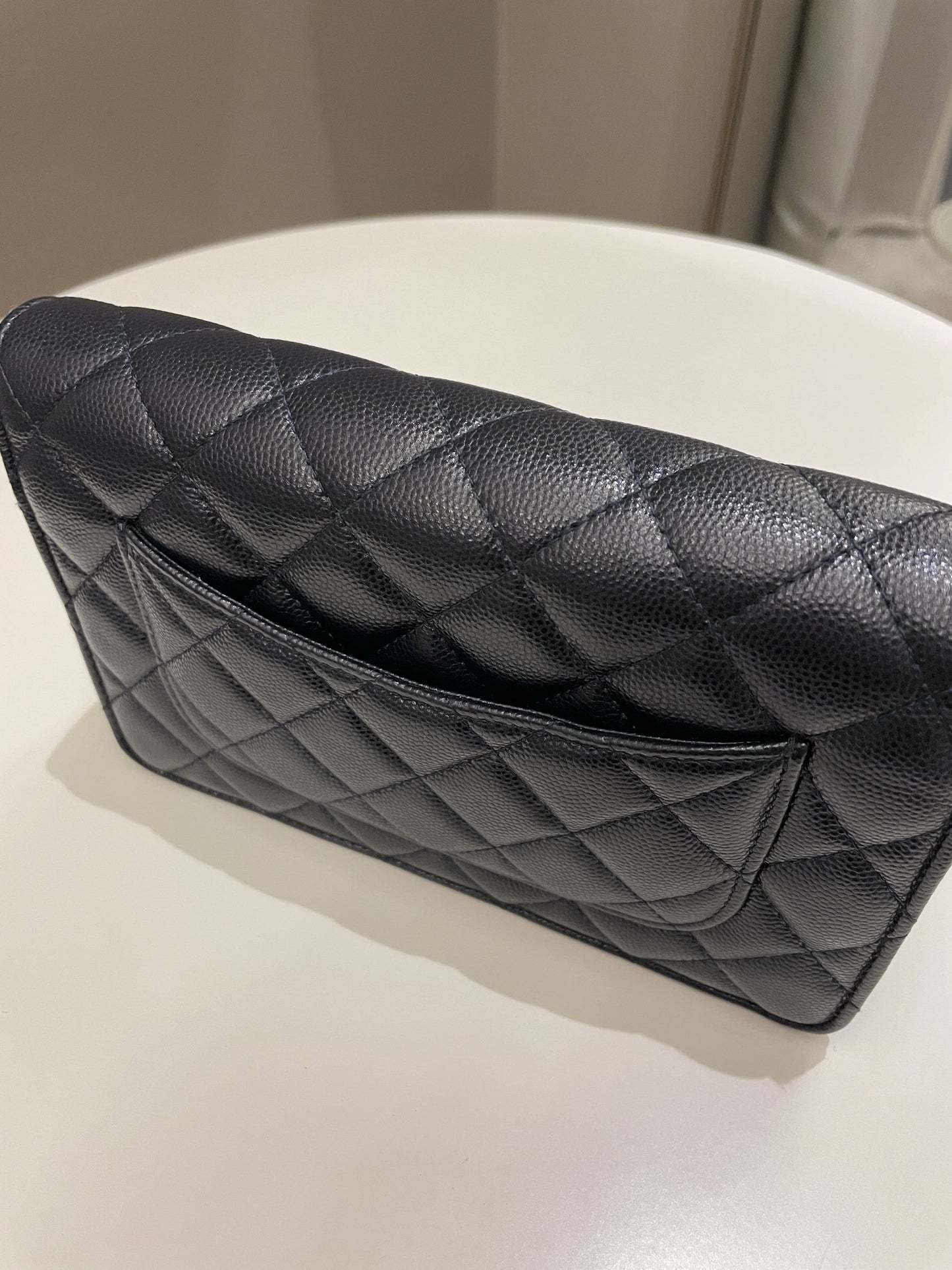 Luxury Chanel Classic Quilted Wallet on Chain Midnight Blue Caviar