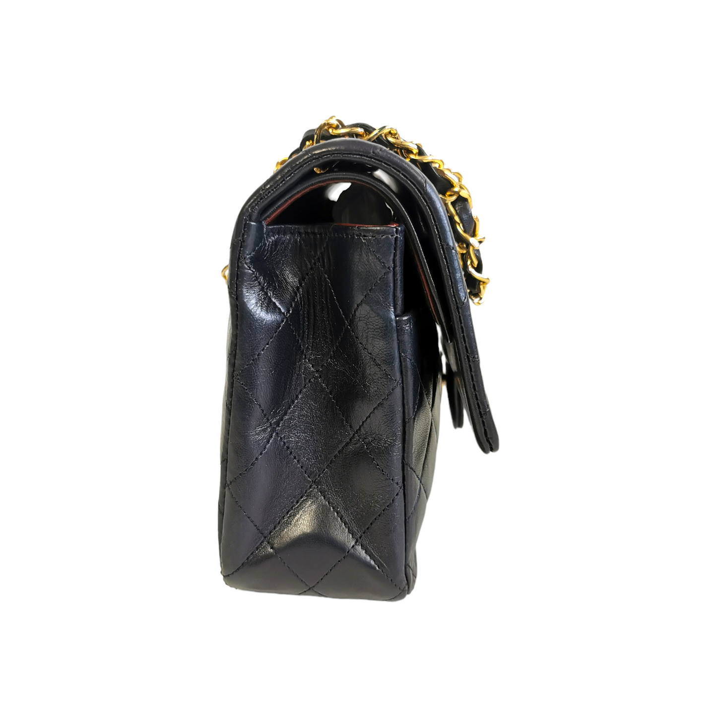 Luxury Chanel Classic Double Flap Medium Navy Blue Lambskin Gold