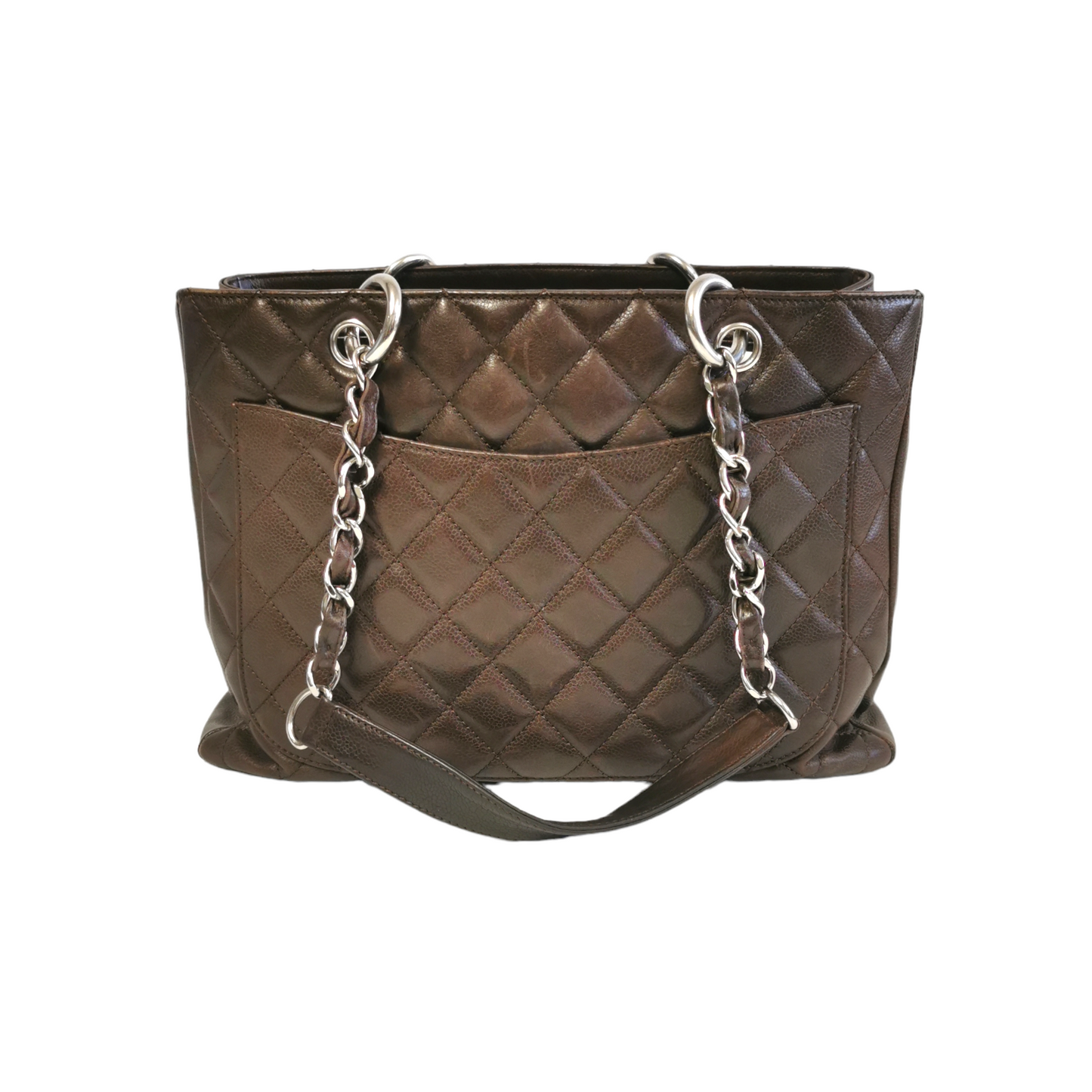 Luxury Chanel GST Brown Caviar Silver