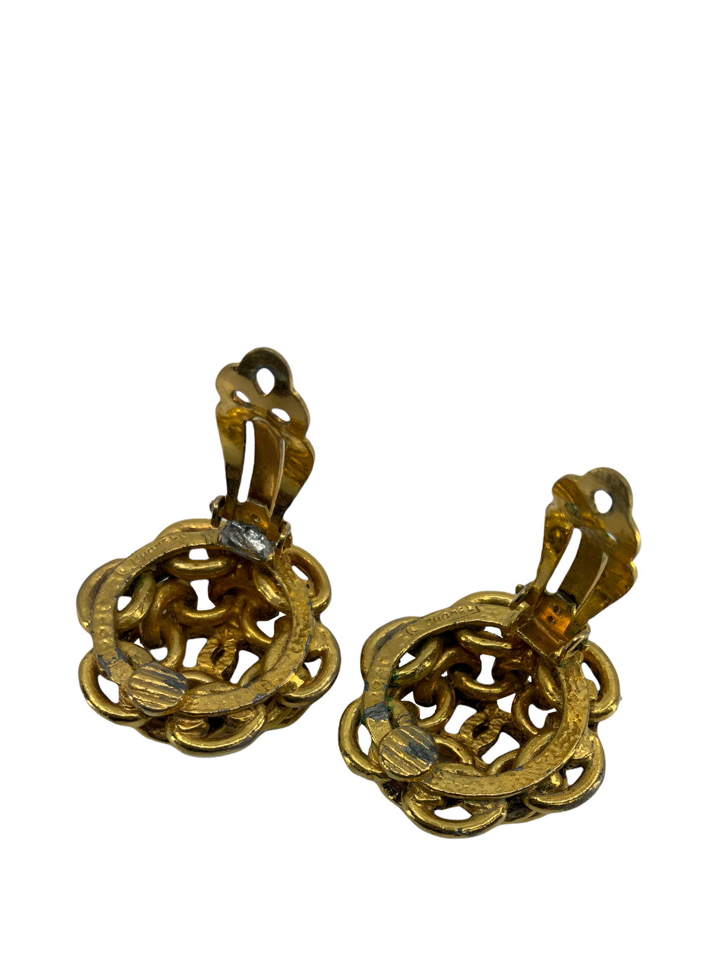 Chanel Vintage CC Logo Chunky Links Clip On Earrings
