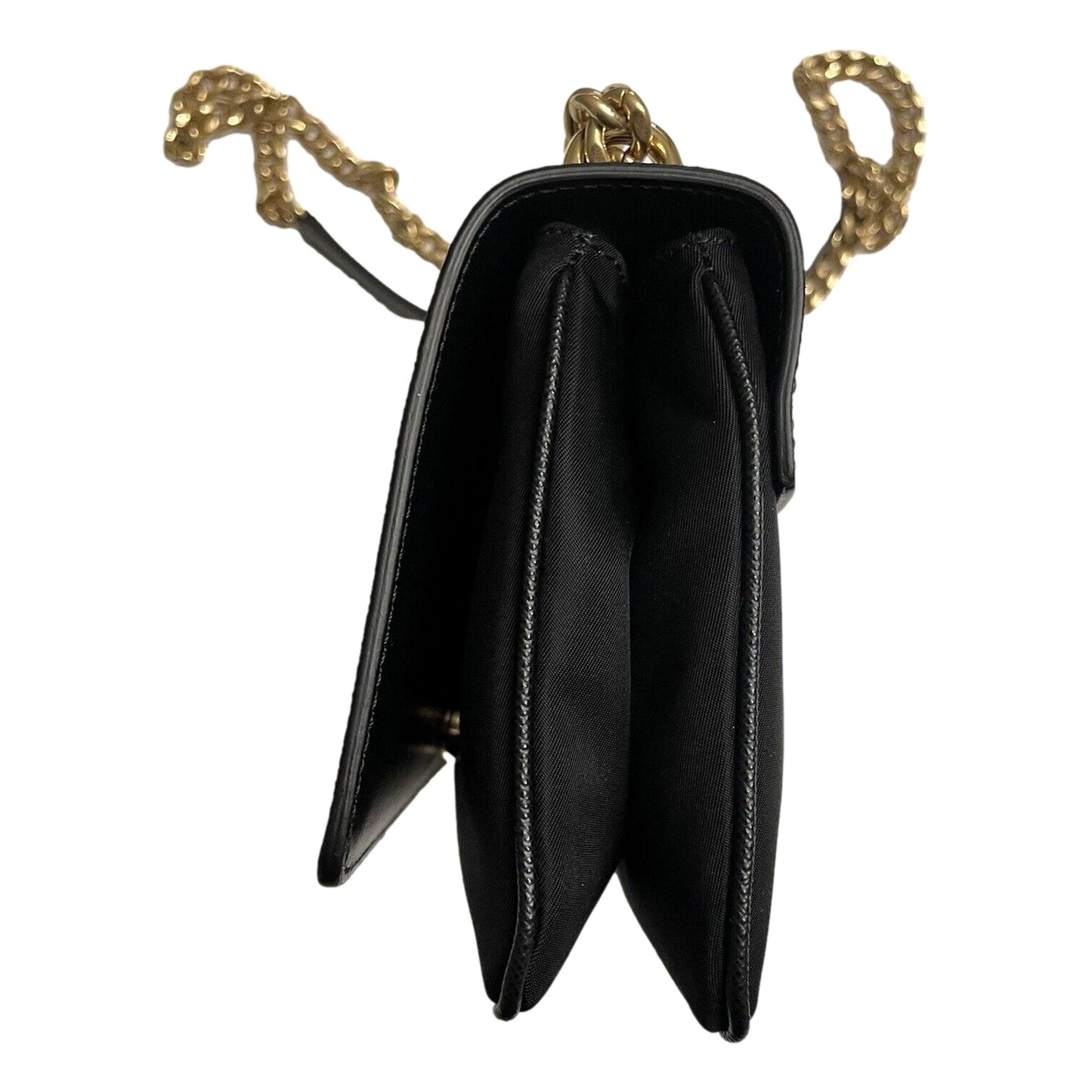 Luxury PradaPattina Black Leather and Nylon Flap Crossbody Bag