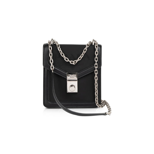 Prada 2021 Tessuto Flap Lock Chain Shoulder Bag