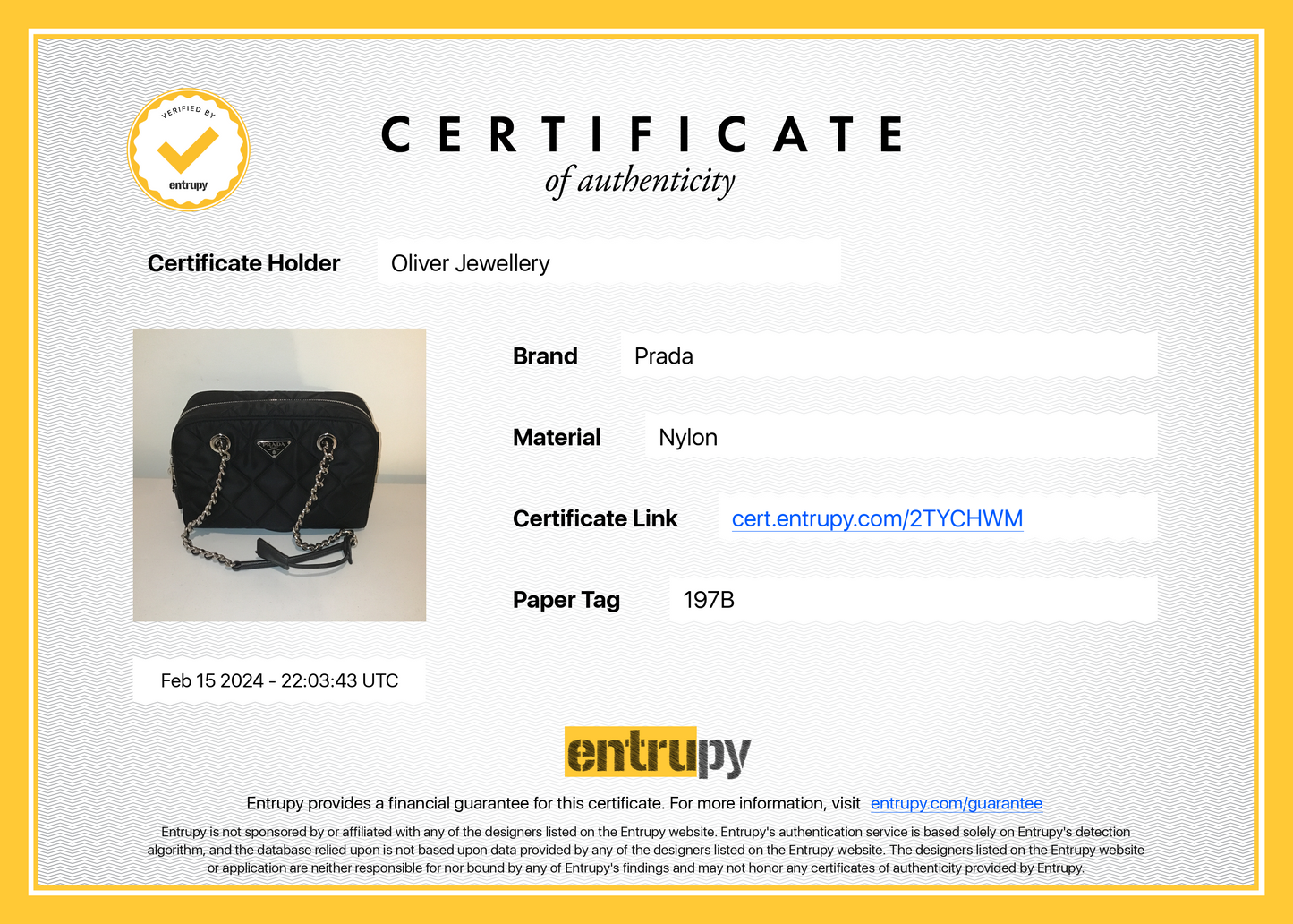 Prada Black Quilted Tessuto Impuntu Chain Shoulder Bag