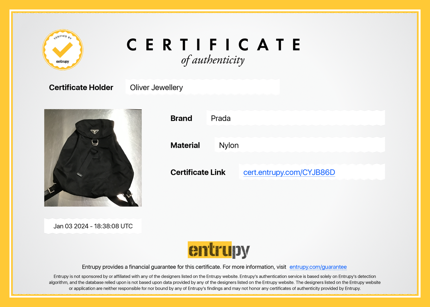 Prada Black Tessuto Nylon Backpack