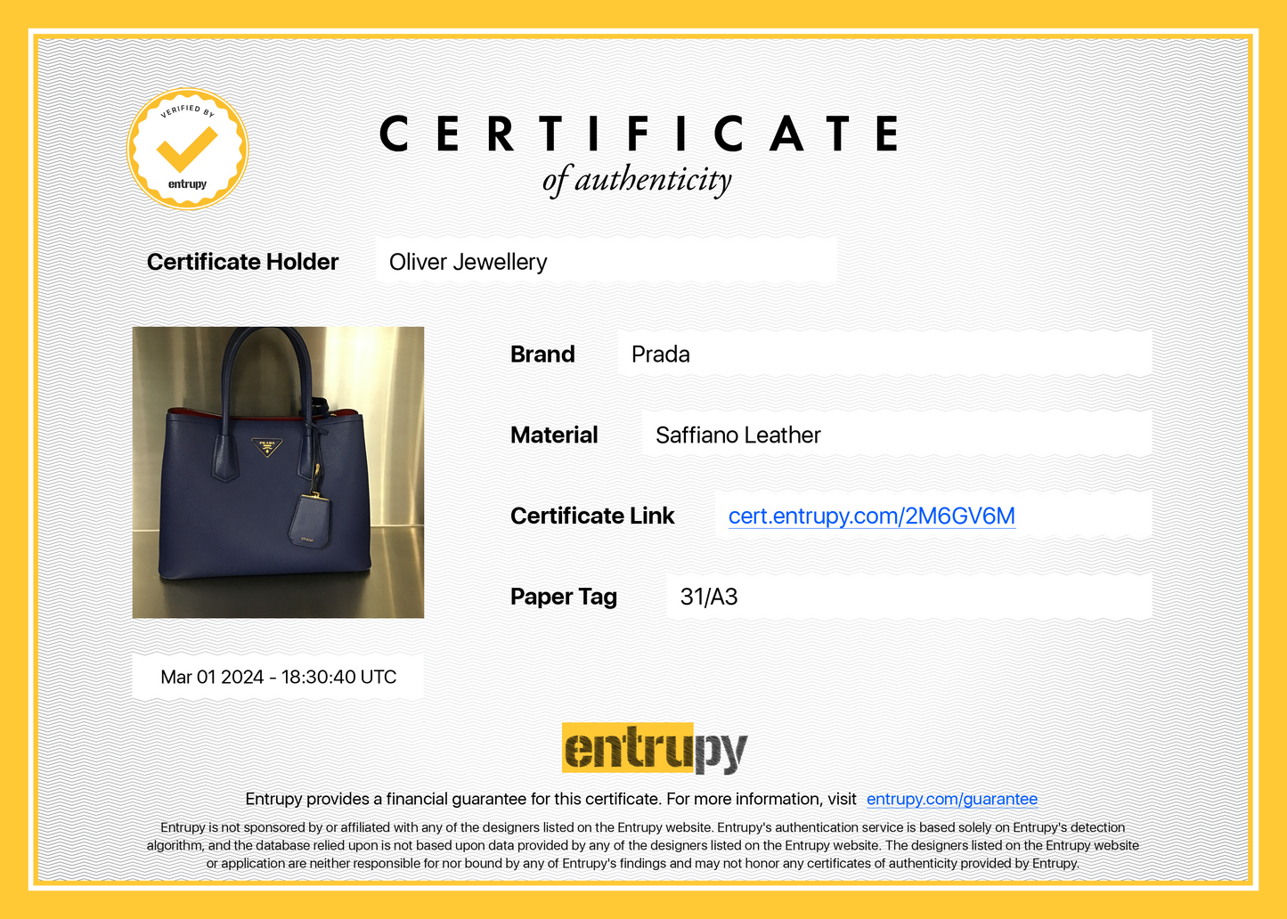Prada Blue Saffiano Lux Medium Cuir Double Tote