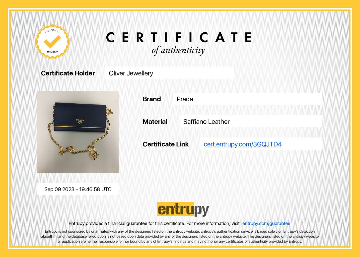 Prada Navy Saffiano Metal Wallet on Chain