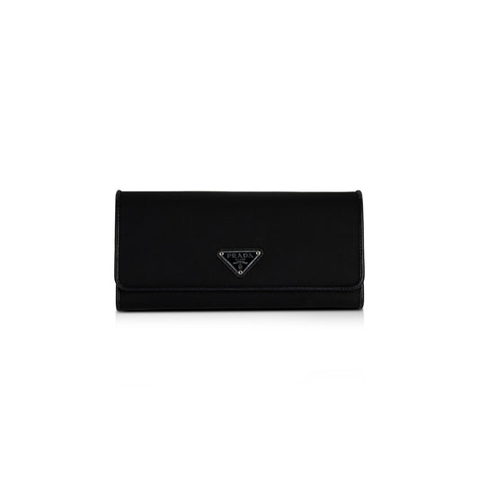 Prada Nylon & Saffiano Leather Continental Wallet