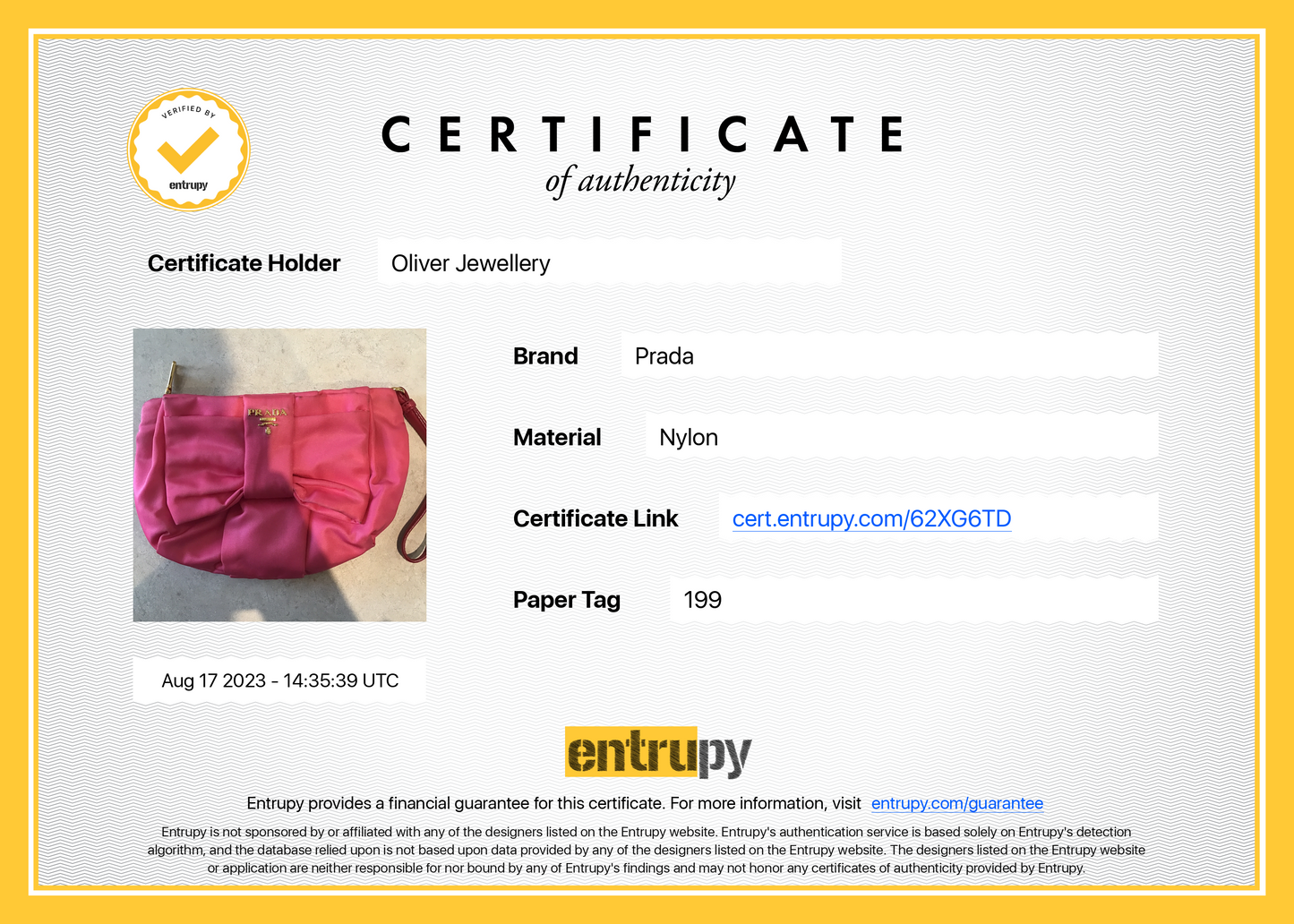 Prada Pink Tessuto Nylon Bow Wristlet