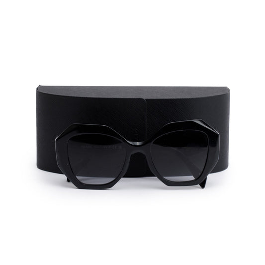 Prada SPR 16W Black Acetate Symbole Geometric Sunglasses