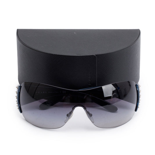 Prada SPR 29L Blue Acetate Studded Shield Sunglasses