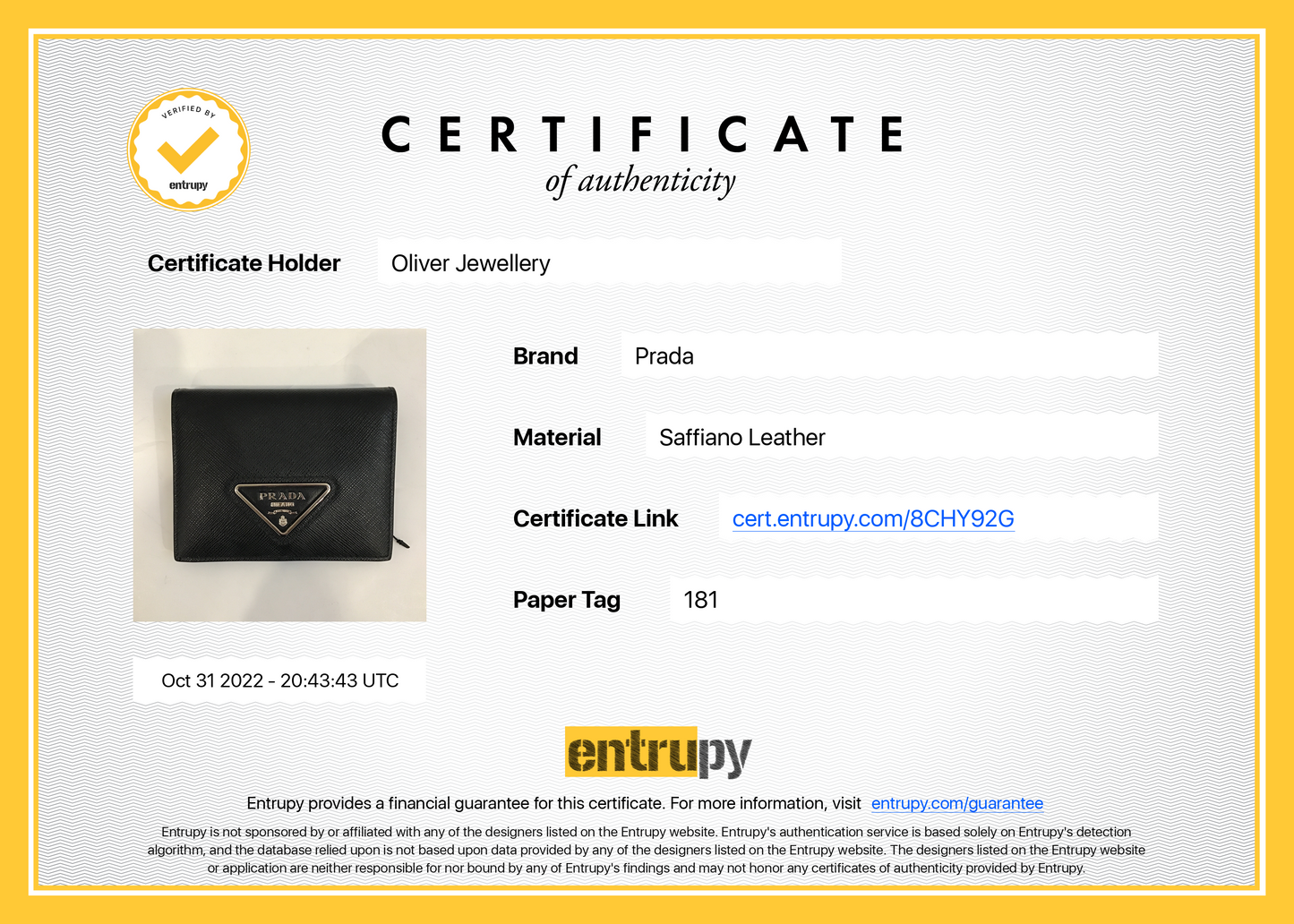 Prada Saffiano Leather Small Wallet