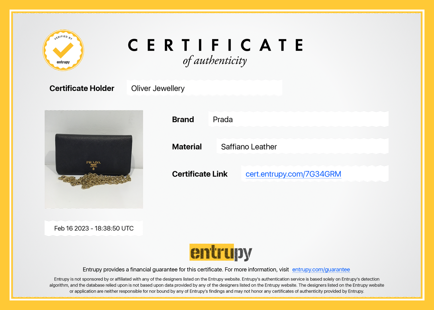 Prada Saffiano Lux Wallet on Chain