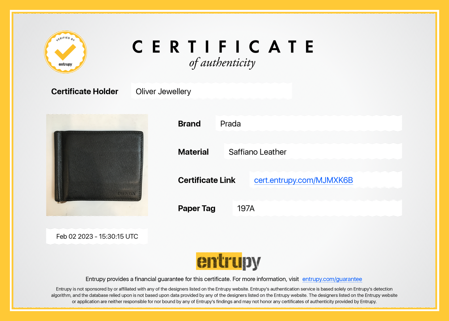 Prada Saffiano Money Clip Bifold Wallet