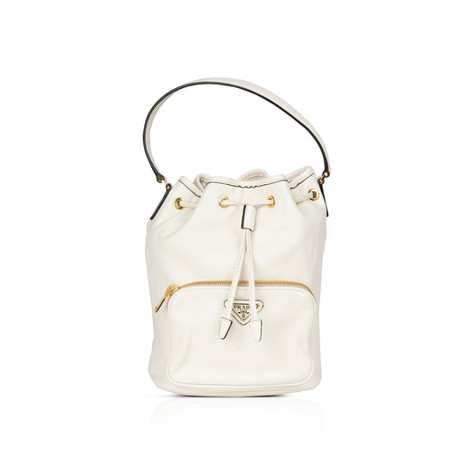 Prada Soft Calf & Saffiano Leather Mini Bucket Crossbody Bag