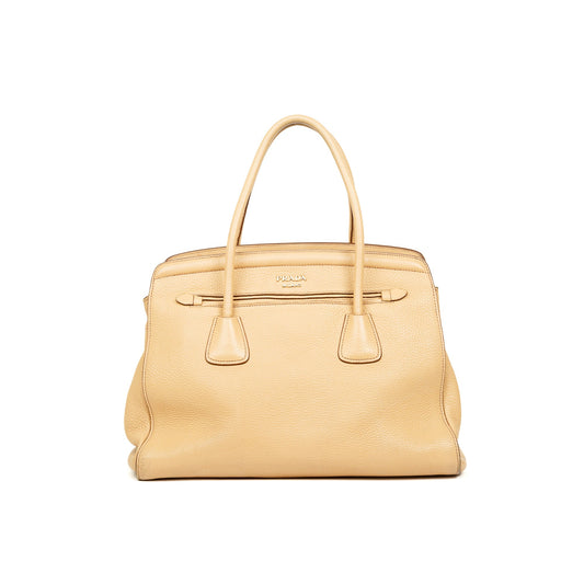 Prada Vitello Daino Cuir Frame Convertible Tote