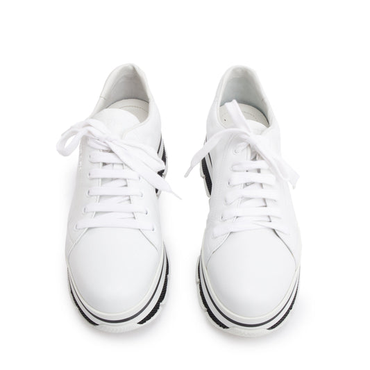 Prada White Calfskin Leather Linea Rossa Platform Sneakers, Size 39.5