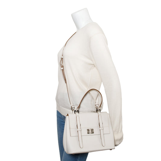 Prada White Saffiano Cuir Top Handle Bag